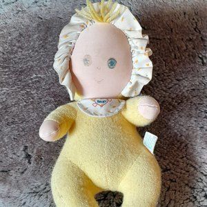 Vintage Amtoy Yellow Doll Baby Soft Touch Terry Cloth 1980 10"